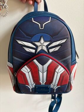 Loungefly Captain America Blue, Red & White Mini Backpack